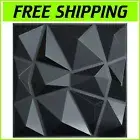 Premium 3D Matte Black PVC Wall Panels - Lightweight, Fire Resistant 12 Pack