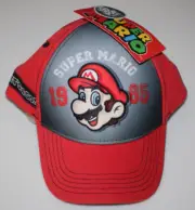 Nintendo Girl or Boys Red - SUPER MARIO 1985 - 3D POP Adj Baseball Cap Hat NWT