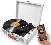 Home Vinyl Record Player, Portable Bluetooth Turntable, Texture Knobs + Shock-Absorbing Foot Pads, 3 Speeds + Dual Full-Range Speakers, AUX Input/RCA Output/USB/Phono Mode,C