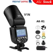 Godox V1-N V1N 2.4G Round Head Camera Flash For Nikon + AK-R1 Accessory Kit