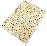 Rectangle Cotton and Linen Fringed Table Cover Light Yellow Elegant Dinner Table Cloth
