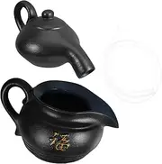 CIYODO 1 Set Fountain Flowing Water Clay Pot Small Fountain Decoration Tabletop Waterfall Sealing Tube Hose Retro Waterfall Special Hose Fish Tank Waterfall Table Waterfall Ceramics Black