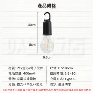 露營燈 帳篷燈 燈泡造型 露營吊燈 USB充電 裝飾燈掛燈 露營 庭院 氣氛燈 戶外露營燈