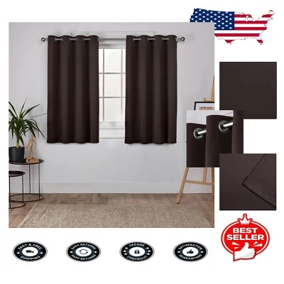 Sateen Twill Blackout Curtains - Espresso, Room Darkening Grommet Panels, 2 Pack