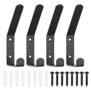 4Pcs Double Wall Hooks 5" Decorative Coat Hooks Towel Hooks for Wall Mount Black
