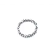 Veile Studios Polished Finish Stainless Steel Beads Stretch Bracelet Bangle Silver Bracelets