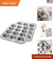 Bakeware Muffin Pan, 12-Well, Set of 2, Aluminized Steel