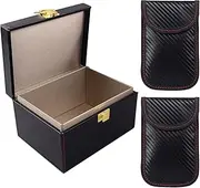 igadgitz home U7260 Faraday Box, Signal Blocking Box and 2 x Faraday Pouches, RFID Key Pouch Set Kit - Black