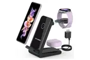 WASSUP 3 in 1 Fast Wireless Charging Station for Samsung S23 Ultra Plus Samsung Glaxy Watch/Glaxy Buds Charger-Black
