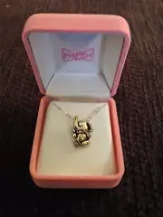 Pretty Lady Girls Child Silver Elephant Necklace Crystal Eye Pink Velvet Box NIB