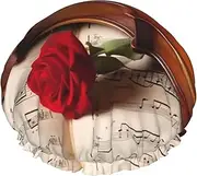 Violin Sheet Music Shower Cap Reusable Waterproof Shower Bonnet for Women Men Elastic Band Bath Hair Hat Double Layered Washable Bath Cap for All Hairstyles, Travel-Friendly