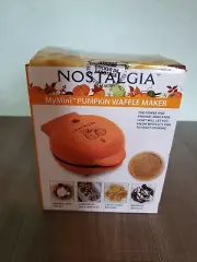 NIB Nostalgia Mini Pumpkin Waffle Maker Non-Stick Easy Clean