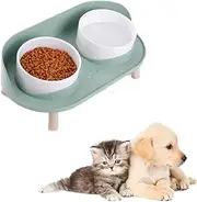 Pet Table Cat Bowl Dog Bowl Double Drinking Water Feeding Basin Neck Protection Cat Food Bowl Water Bowl Pet Supplies Elevated Pet Feeding Stand - Adjustable Height Food Dish for Small Pets