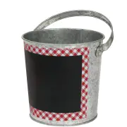 Amscan Galvanised Gingham Bucket (Silver/Black) - SG35210