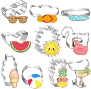 10 Pieces Summer Pool Cookie Cutters Pineapple, Ice Cream, Flamingo, Flip Flop