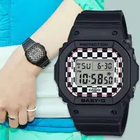 在飛比找momo購物網優惠-【CASIO 卡西歐】BABY-G 格子旗方形女錶 電子錶(