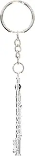 [Leopacat] Flute Keychain, Metal Key Ring Gift Decoration Musical Instrument Ornament Keychains for Bracelets Necklace Wallet Backpack Car Key Chain Decoration Souvenir Gift Silver, #211