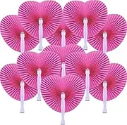 Bestage 12 Packs Decorative Paper Folding Hand Fans Handheld,Silver Heart Foldable Wedding Fans Chinese and Japanese Fans Bulk for Bridal Guest Church Party Favors Dancing Birthday DIY
