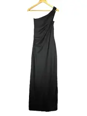 Alannah Hill One Shoulder Evening Gown Womens 6 Black Dress Gathered Detailing