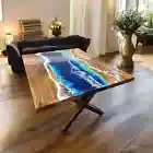 Unique Resin Table - Epoxy Resin Art River Table - Modern Wood & Epoxy Design