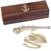 Solid Brass/Copper Boatswain (Bosun) Whistle with Rosewood Box 5 Brass