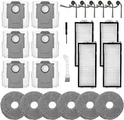 24 Pcs Accessories Kits for Roborock Saros Z70 Robot Vacuum Cleaner Replacement Parts, 4 HEPA Filter 6 Mop Cloths 6 Dust Bag 6 Side Brush 2 Cleaning Tool