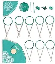 KnitPro The Mindful Collection Serenity Fixed Circular Needles Set 40" (100cm) | 8 Sizes (2.25mm - 5mm) with Accessories
