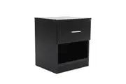 Bedside Table Side Storage Cabinet Nightstand Bedroom 1 Drawer 1 Shelf ELLA - BLACK