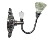 Pair 2 pieces Holdbacks for Curtain Tiebacks - Dbl Diamond Glass on Fancy Silver Curved Stem 13cm