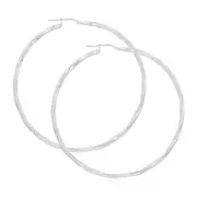 Sterling Silver 60x2.5mm Twist Hoop Earrings
