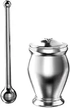 Pestle and Mortar Set Solid One-Piece 304 Stainless Steel Mortar and Pestle and Pestle Chinese Medicine Masher Household Ring Bowl Spice Herb Grinder Mortar and Pestle(Large)