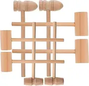 ERINGOGO 8pcs Wooden Hammers Practical Crab Hammer and Kitchen Meat Mallet for Natural Wood for Hand Eye Coordination and Parent Interaction