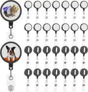 28 Pieces Blank Sublimation Blanks Tag Holder Sublimation Retractable Badge Hold