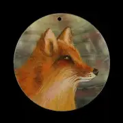 F03410# Hand Painted Wolf wearable Pendant on Natural Black Lip Shell 1 Pcs
