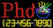 NEW “PHO" 32x17 w/YOUR PHONE NUMBER SOLID/ANIMATED LED SIGN CUSTOM OPTIONS 25031