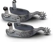 Colorado Saddlery The Sante Fe Roper Spurs for Men - Stainless Steel, Stylish Boot Spurs with 1" Ten Point Rowels - Perfect for Trail Riding, Horse Tack, Outfitting - Comes in a Pair