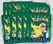 1999 Pokémon Tattoos - Merlin Pokemon Pikachu Charizard Lot of 10 Sealed Packs