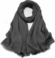 [GLigeT] Scarf Men and Women Cotton Leprosy Scarf Spring and Autumn Thin Section Simple Solid Color Black Dark Gray Sunscreen Shawl Dual Purpose Chunky Oversized Winter/Fall