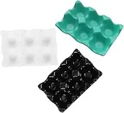 PHENOFICE 3pcs Ceramic Egg Holders with Non Slip Bottom Compact Egg Storage Tray for Refrigerator Multi Slots Design Essential Kitchen Accessory
