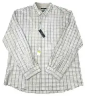 VanHeusen Studio Mens XXL Button Down LS Casual Shirt Grey Tan Stripe Linen NWT