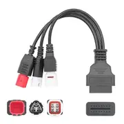 (New) For Honda / Yamaha 3 in 1 OBDII Female to 3 Pin+4 Pin+6 Pin Motorcycle Connector Cable (Red)