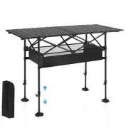 Folding Camping Table, Portable Roll-up Outdoor Table with Adjustable Height,...