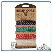 HEMPTIQUE 100% Pure HEMP CORD CARD Metallic Rasta Glitter #20 1mm Cord 9.1m x 4