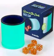Felt Lined Biscast Leather Dice Cup Set, Glow in The Dark Cup W/6 Dice