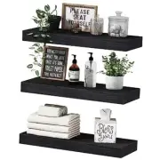 Black Floating Shelves for Wall Bathroom Shelf Bedroom Kitchen 3pcs C. Black