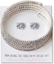 [A+O] Mother of The Bride Gift Crystal Bracelet and Earring Set, Wedding Jewelry Set