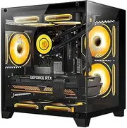 H.E. Gaming PC -AMD Ryzen 5 5600X 3.7 GHz-RTX 4060 8GB-16GB DDR4 RAM-1TB M.2 NVMe +1TB SATA SSD-240 Liquid Cooler -WiFi &Bluetooth -RGB Fans-Win 11 Pro Desktop Computer-Black