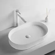 Oval Ceramic Basin Bathroom Vanity Sink Hand Wash Bowl Above Counter Matte White
