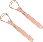 JOSALINAS Tongue Cleaners Wide-head Double Blades Scrapers For Oral Care 2PCS, Rose Gold Color