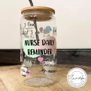 Nurse Reminders Libbey Sipper Glass, Nursing Affirmations Glass Beer Can Coffee